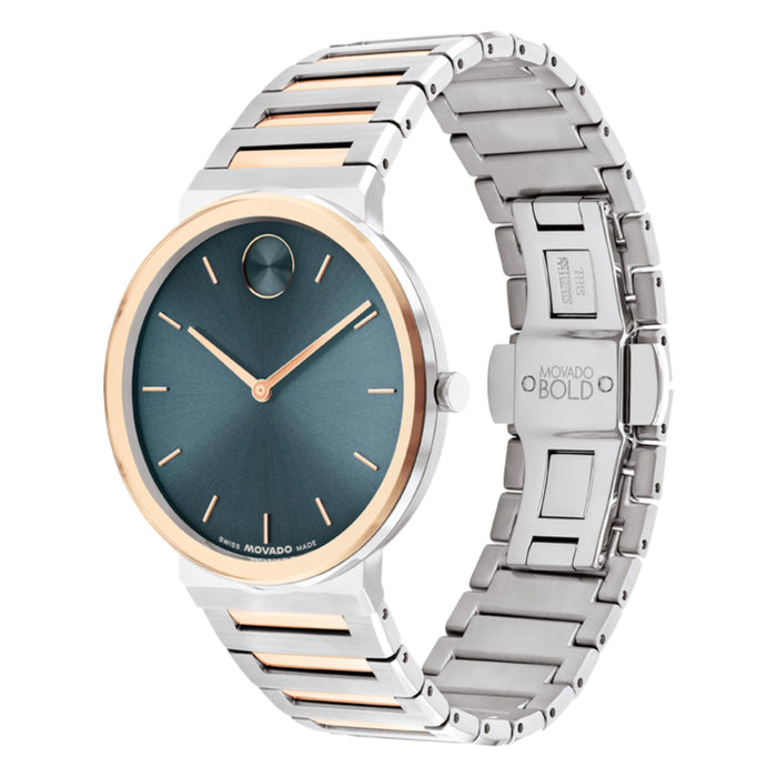 Movado Bold Horizon Teal Dial Light Rose Gold Unisex Watch 3601268