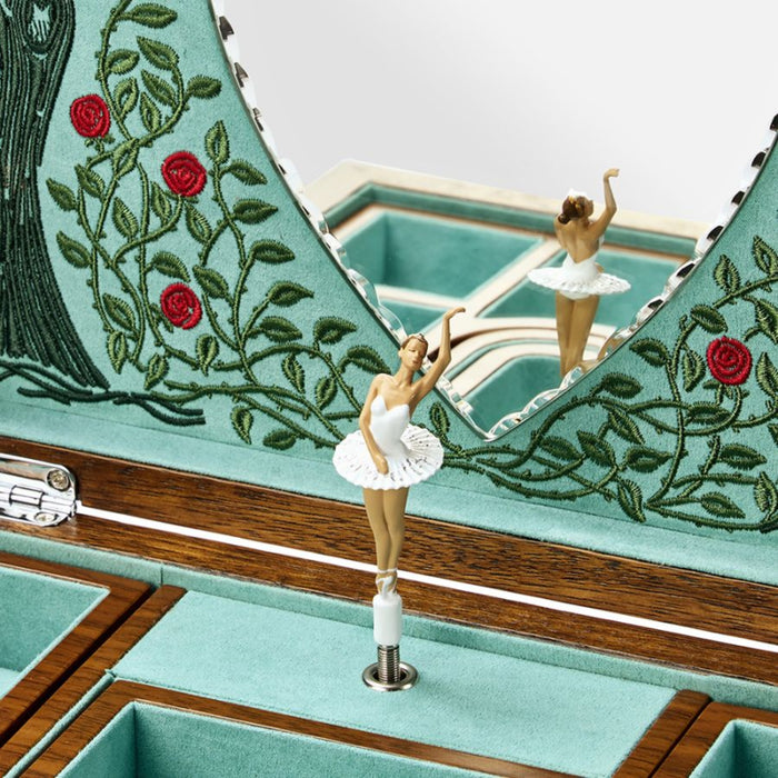 Wolf Ballet Sleeping Beauty Walnut Wood Musical Jewellery Box 190116