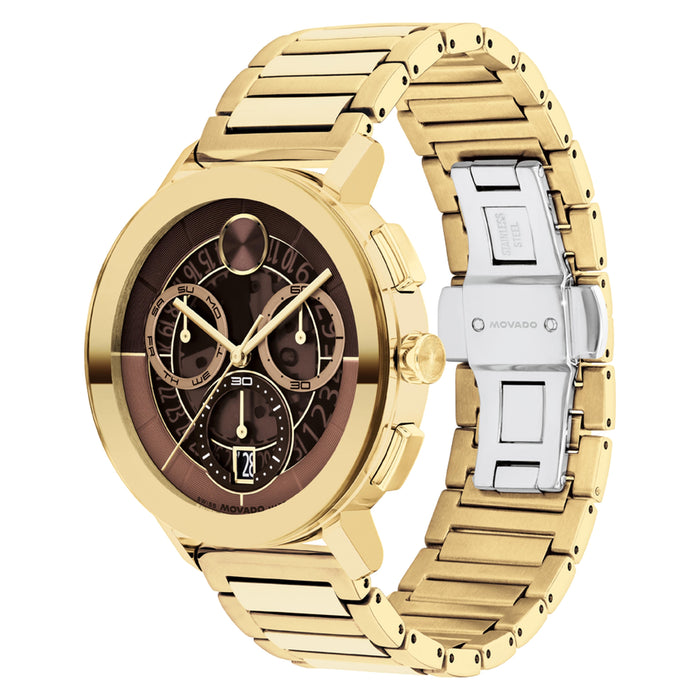 Movado Bold Evolution 2.0 Brown Dial Light Gold Bracelet Men's Watch 3601265