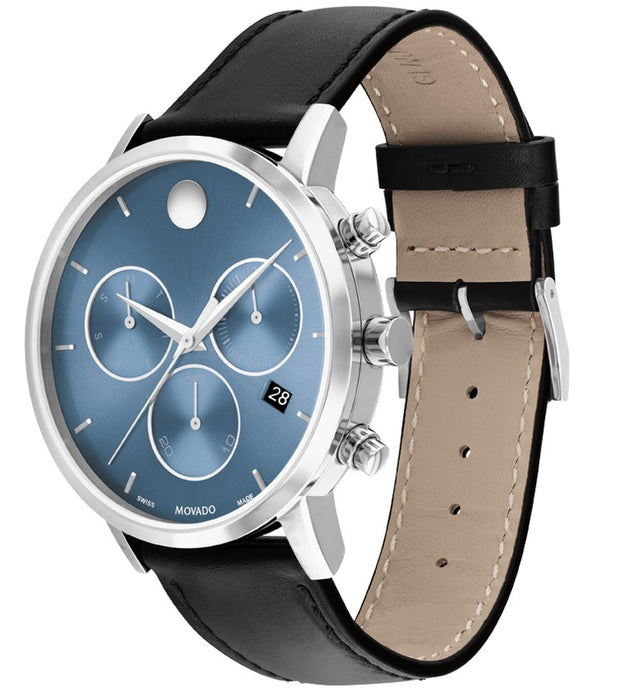 Movado Museum Classic Steel Blue Chronograph Dial Men's Watch 0607889