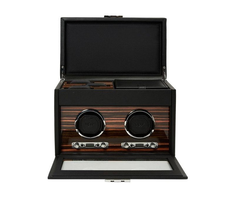 Wolf Roadster Double Vegan Leather Watch Winder With Storage 457256
