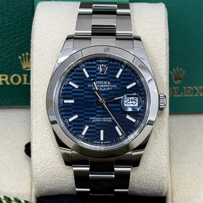 Rolex Datejust 41mm Smooth Bezel Blue Index Dial Oyster New 2025 - 126300