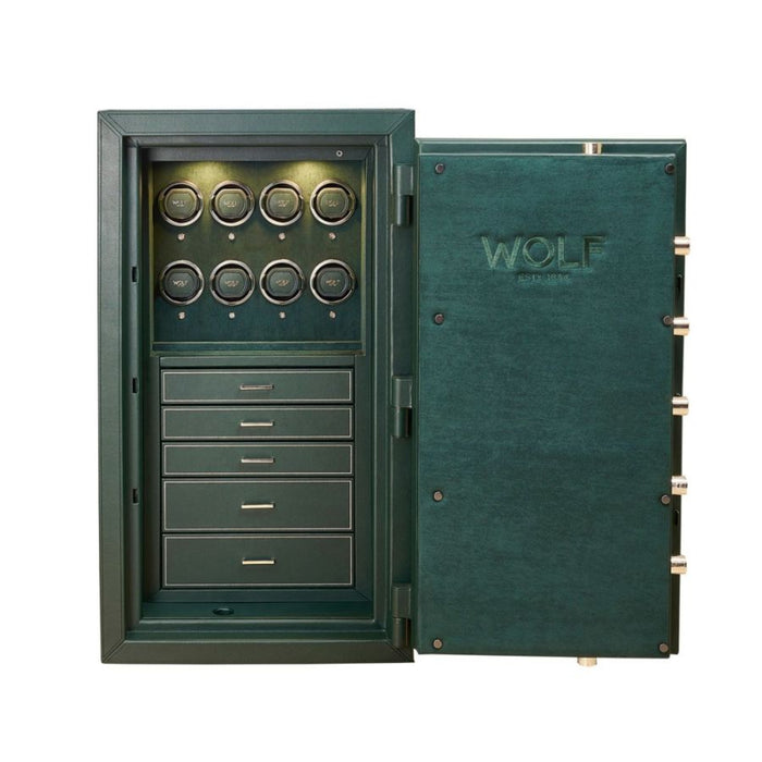 Wolf Athos Green Vegan Leather 8 Piece Watch Winder and Jewelry Safe 4900843