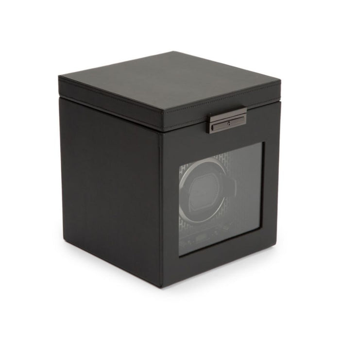 Wolf Axis Single Powder Coat Vegan Leather Watch Winder With Storage 469203