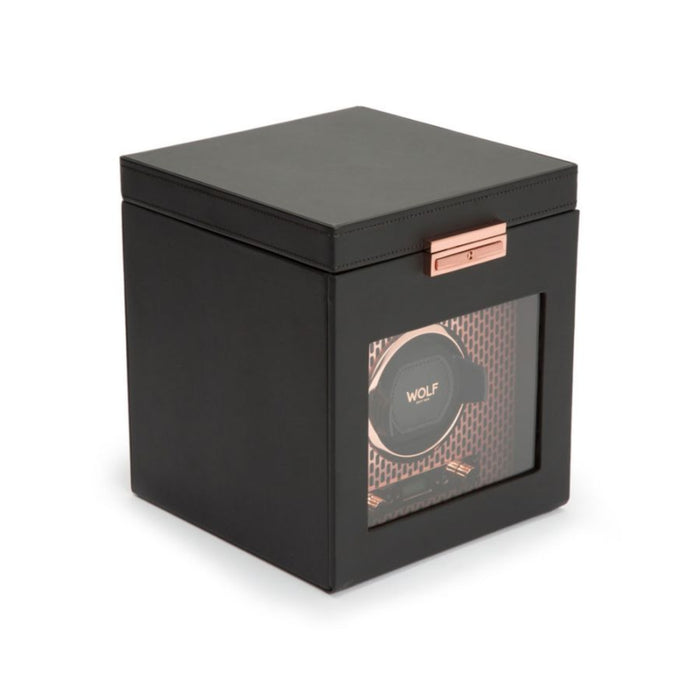 Wolf Axis Single Copper Vegan Leather Watch Winder With Storage 469216