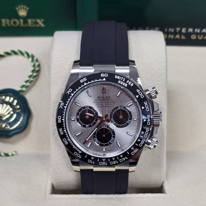 Rolex Cosmograph Daytona 40mm White Gold Grey "Ghost" Dial Oysterflex New 2025 - 126519LN