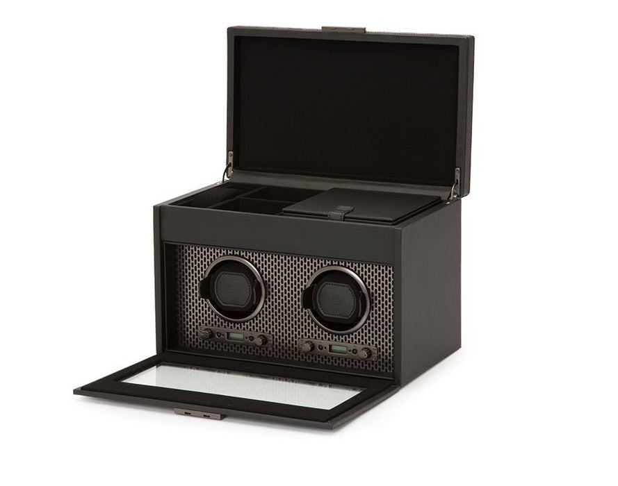 Wolf Axis Double Vegan Leather Watch Winder With Storage 469303