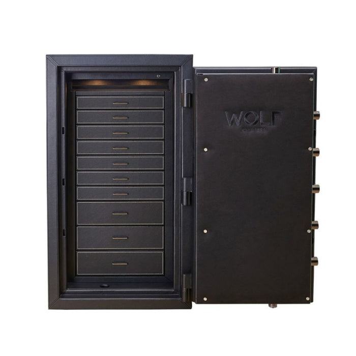 Wolf Athos Black Vegan Leather Watch Winder and Jewelry Safe 49000003