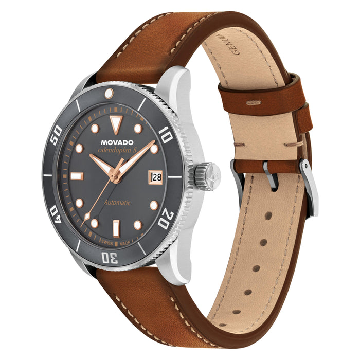 Movado Heritage Series Calendoplan s Grey Dial Leather Automatic 3650218