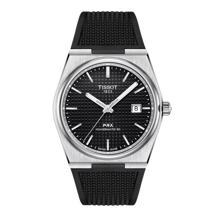 Tissot PRX Powermatic 80 Black Dial Rubber Strap 40mm Men's Watch T1374071705100