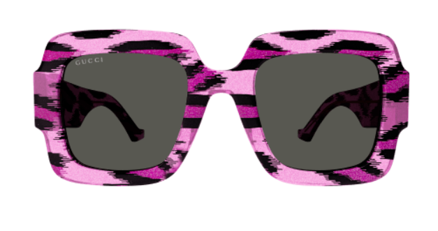 Gucci GG1547S 003 Black/Grey Striped Oversized Square Women's Sunglasses
