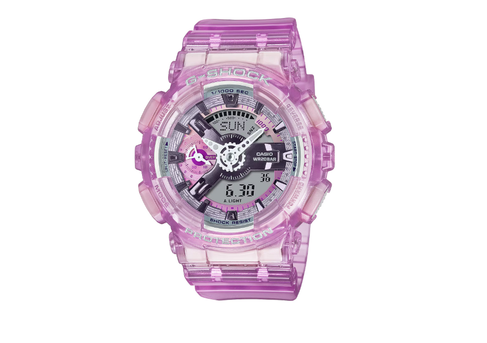 Casio G-Shock Analog Digital Transparent Pink Dial Women's Watch GMAS110VW-4A