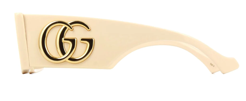 Gucci GG1425S 004 Ivory White/Light Brown Rectangle Women's Sunglasses