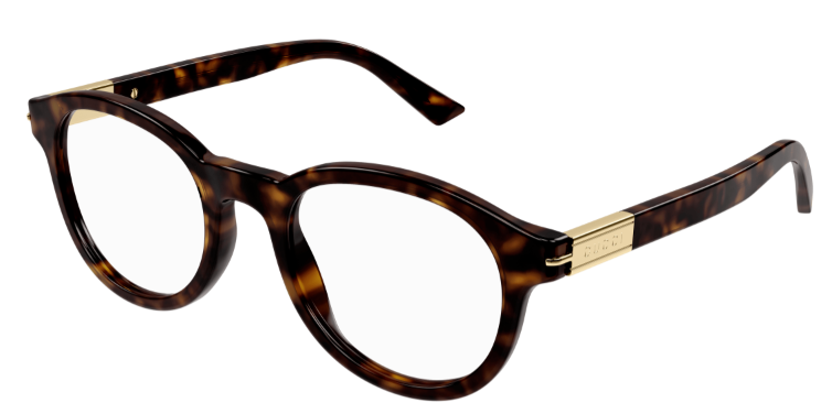 Gucci GG1503O 002 Havana Rounded Men's Eyeglasses