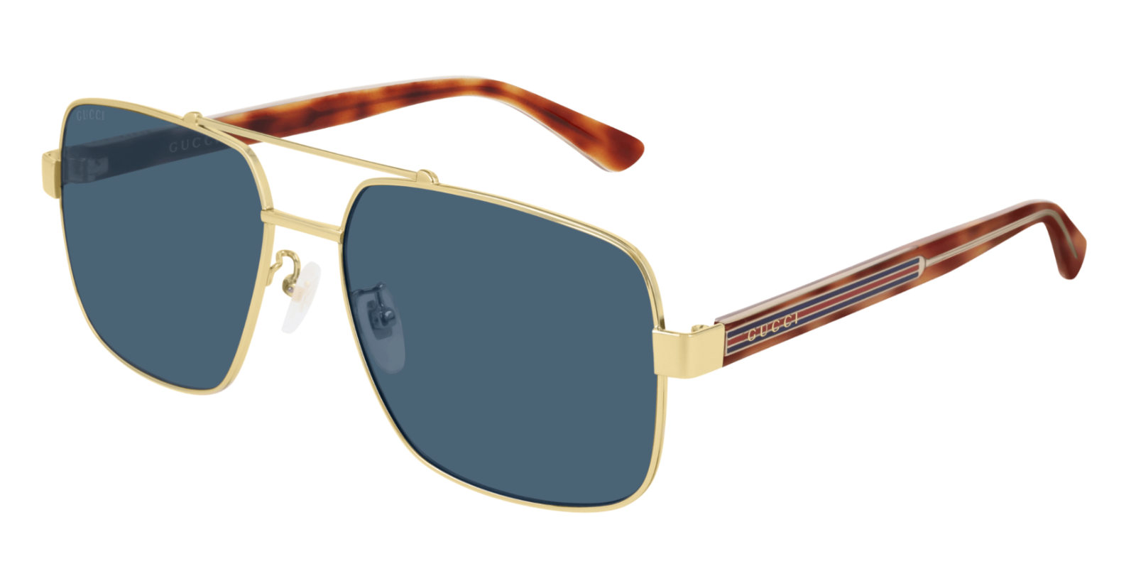 Gucci GG0529S 004 Blue/Gold Squared Men's Sunglasses
