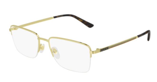 Gucci GG0834O 001 Gold/Havana Metal Rectangle 55mm Men's Eyeglasses
