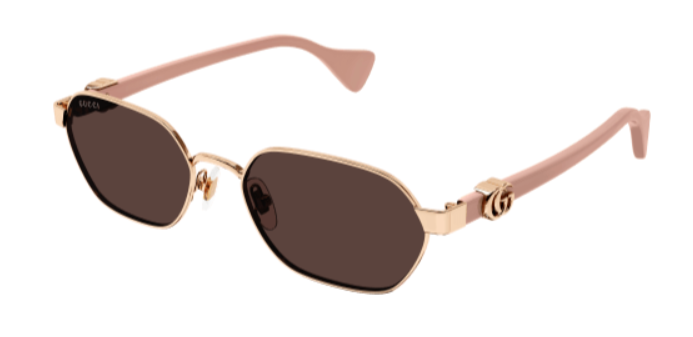 Gucci GG1593S 003 Gold-Pink/Violet Hexagonal Women's Sunglasses