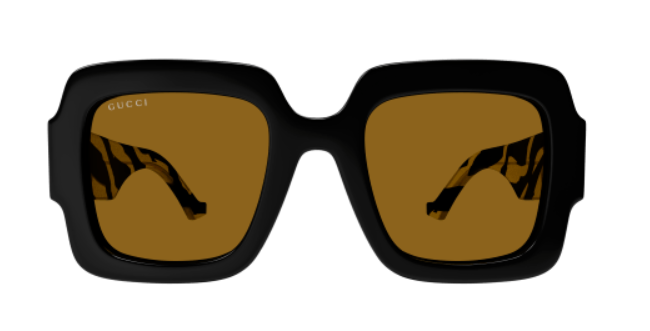 Gucci GG1547S 004 Black/Brown Stripped Oversized Square Women's Sunglasses
