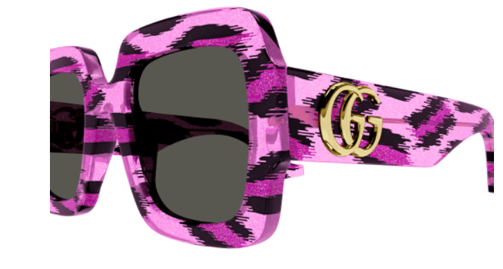 Gucci GG1547S 003 Black/Grey Striped Oversized Square Women's Sunglasses