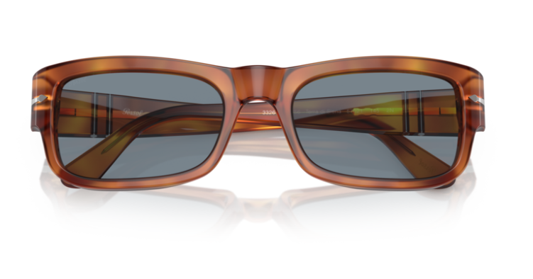 Persol 0PO3326S 96/56 Terra di siena/Light Blue Rectangle 54mm Men's Sunglasses
