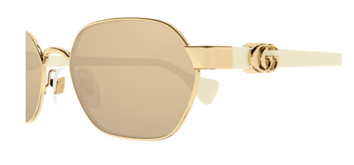 Gucci GG1593S 002 Gold-Ivory/Pink Hexagonal Women's Sunglasses