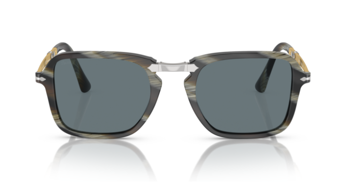 Persol 0PO3330S 12003R Green horn/Blue Polarized Rectangle 54mm Men's Sunglasses