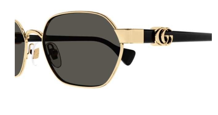 Gucci GG1593S 001 Gold-Black/Grey Hexagonal Women's Sunglasses