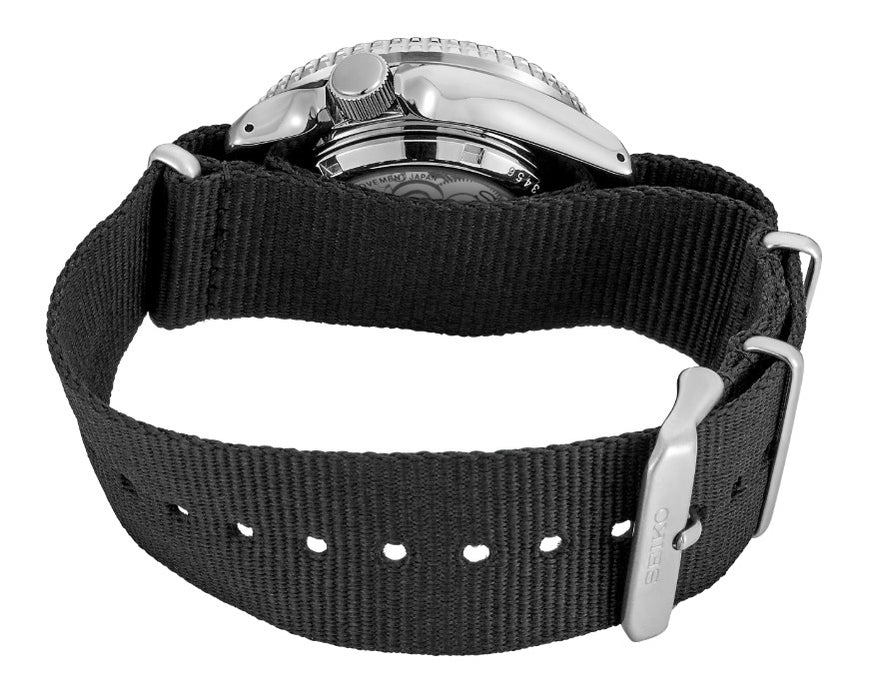 Seiko 5 Sports Black Dial Black nylon Strap Automatic Men's Watch SRPD89