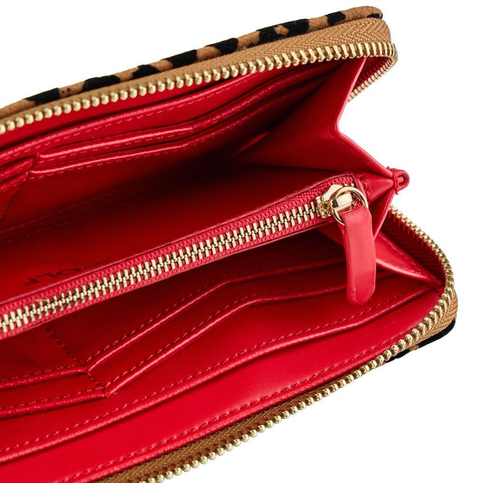 Wolf Savanna Leopard Print Long Zip Wallet Tan/Black 395013_4