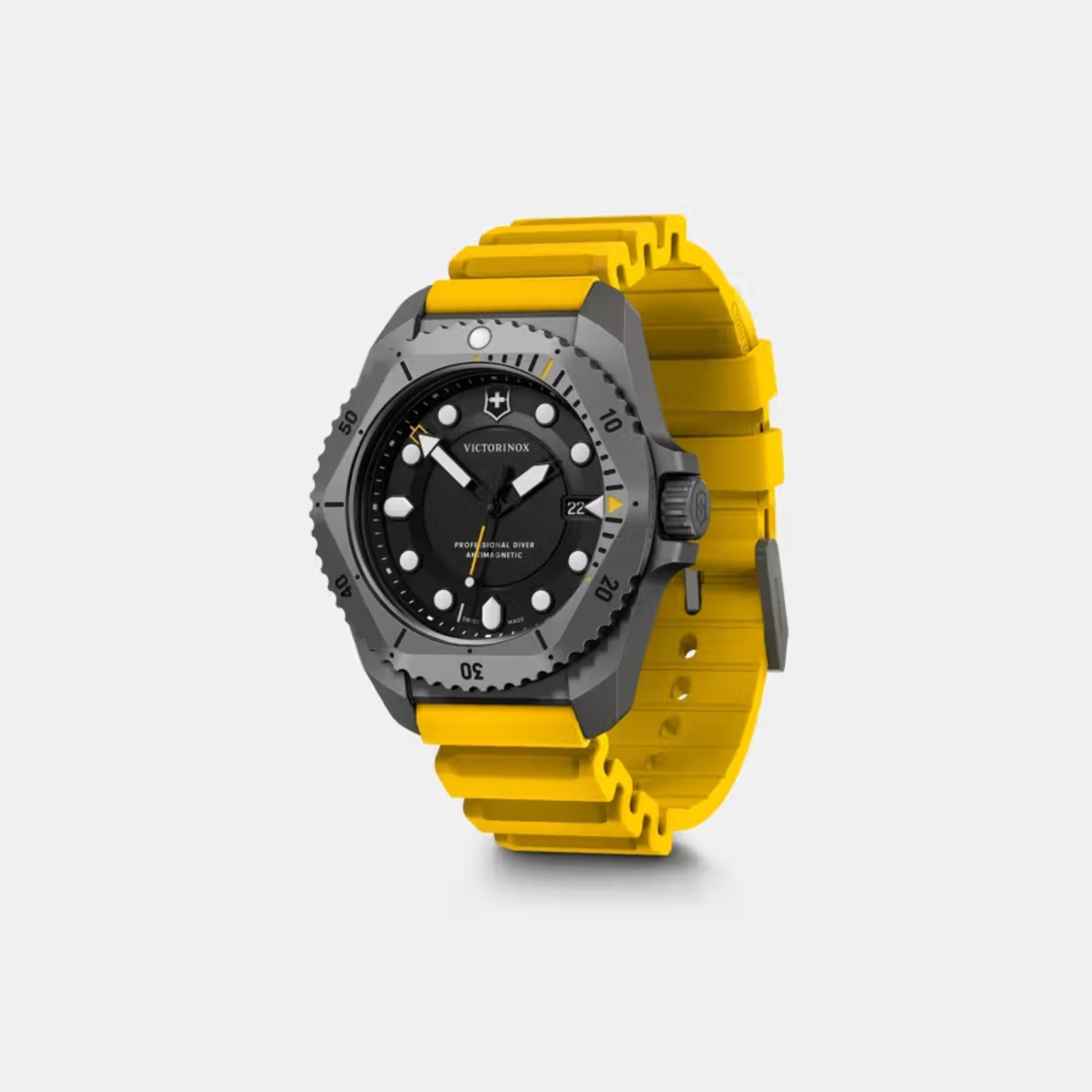 Victorinox Dive Pro Quartz Black Matt Dial With Yellow Rubber Strap Men's Watch 241992