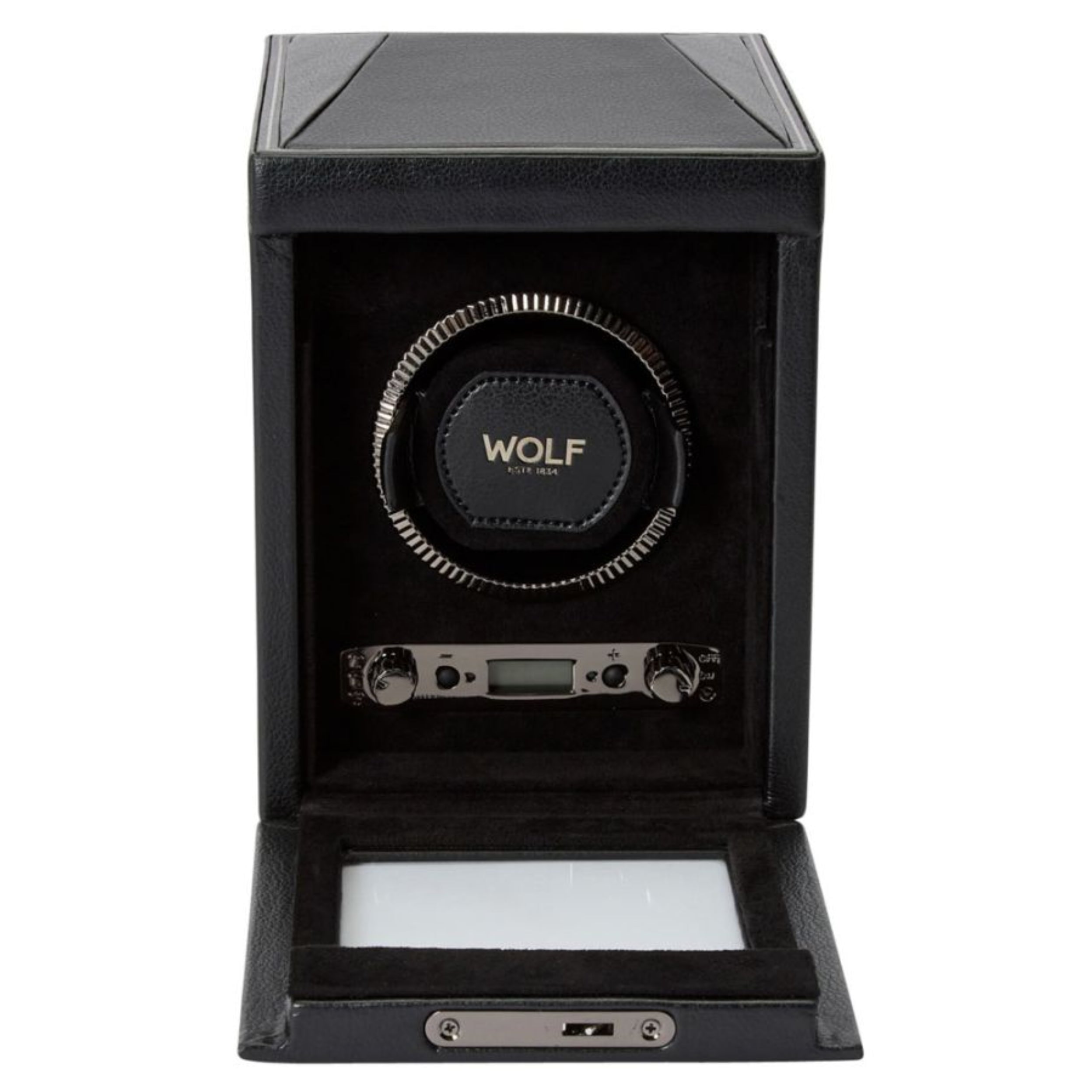 Wolf British Racing Single Black Vegan Leather Watch Winder 793102