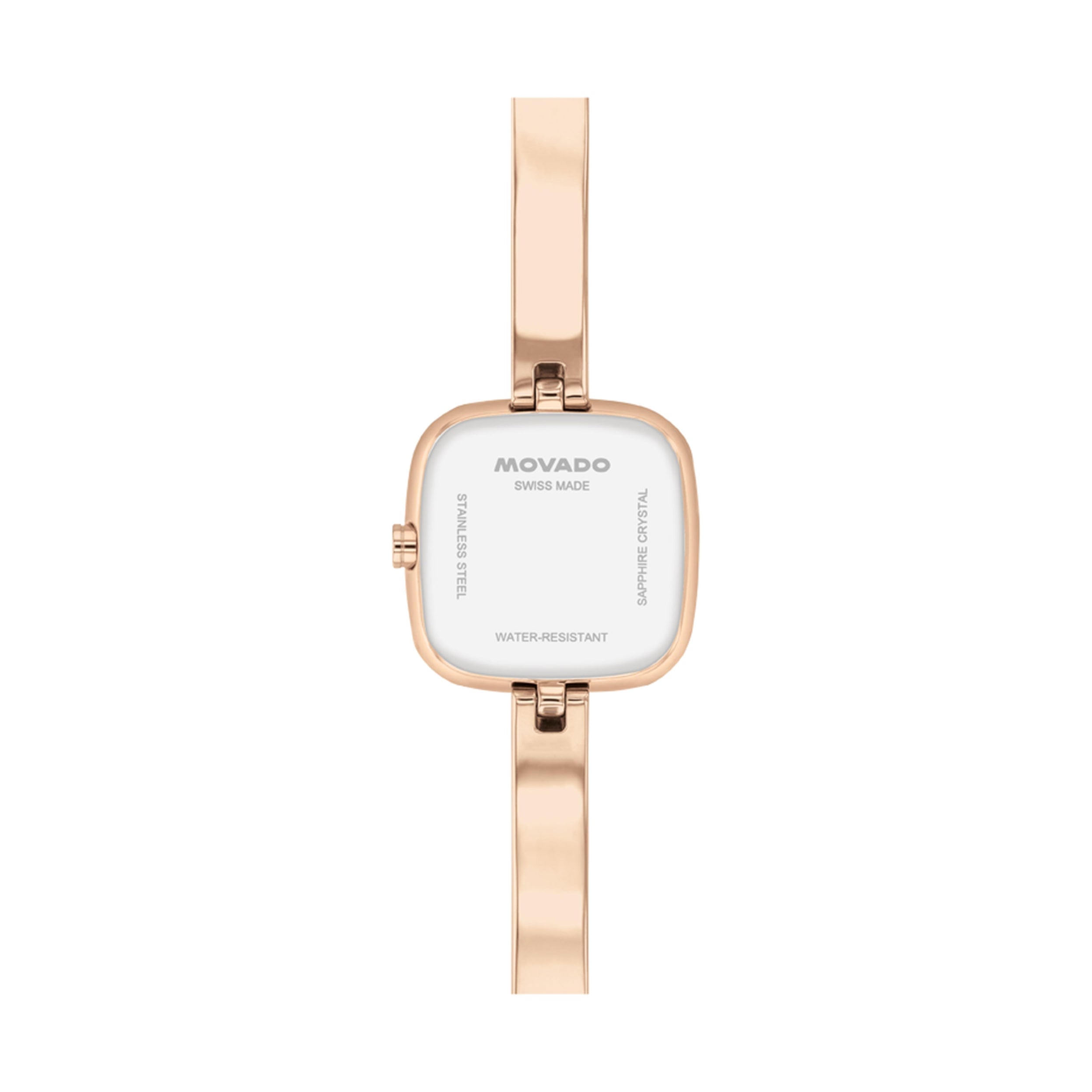 Movado Museum Bangle Silver White Dial Rose Gold Stainless Steel Women's Watch 0608059