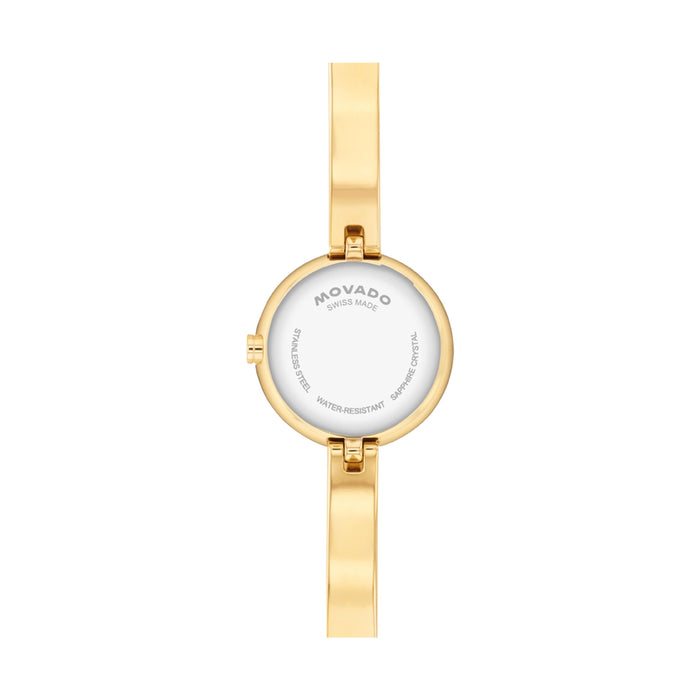 Movado Museum Bangle Silver White Dial Yellow Gold Stainless Steel Women's Wacth 0608063
