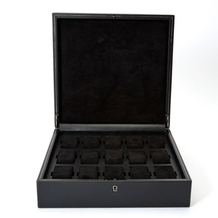 Wolf British Racing Black Vegan Leather 15 Piece Watch Box 793202