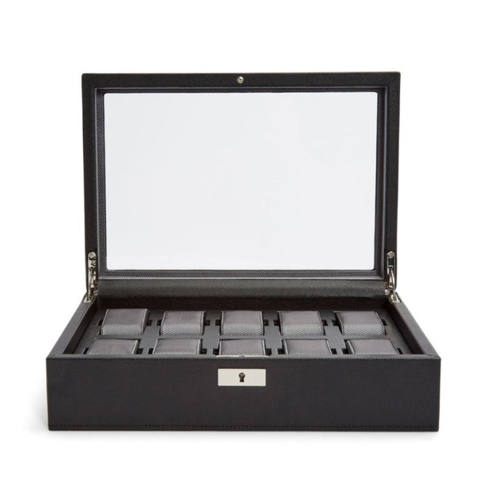Wolf Classic 10 Piece Black Vegan Leather Watch Box 466102