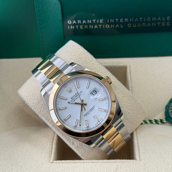 Rolex Datejust Two-Tone Yellow Gold Smooth Bezel White Index Dial New 2025 - 126303