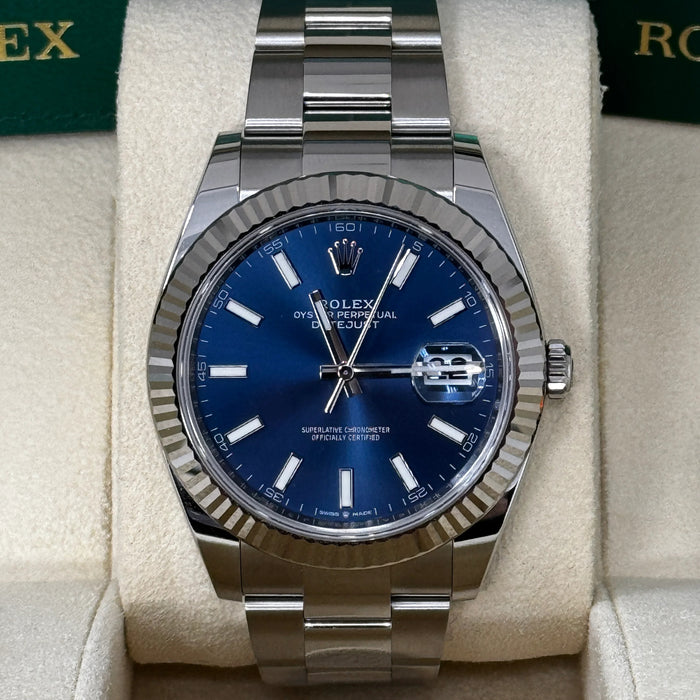 Rolex Datejust 41mm Fluted Bezel Blue Index Dial Oyster New 2025 - 126334