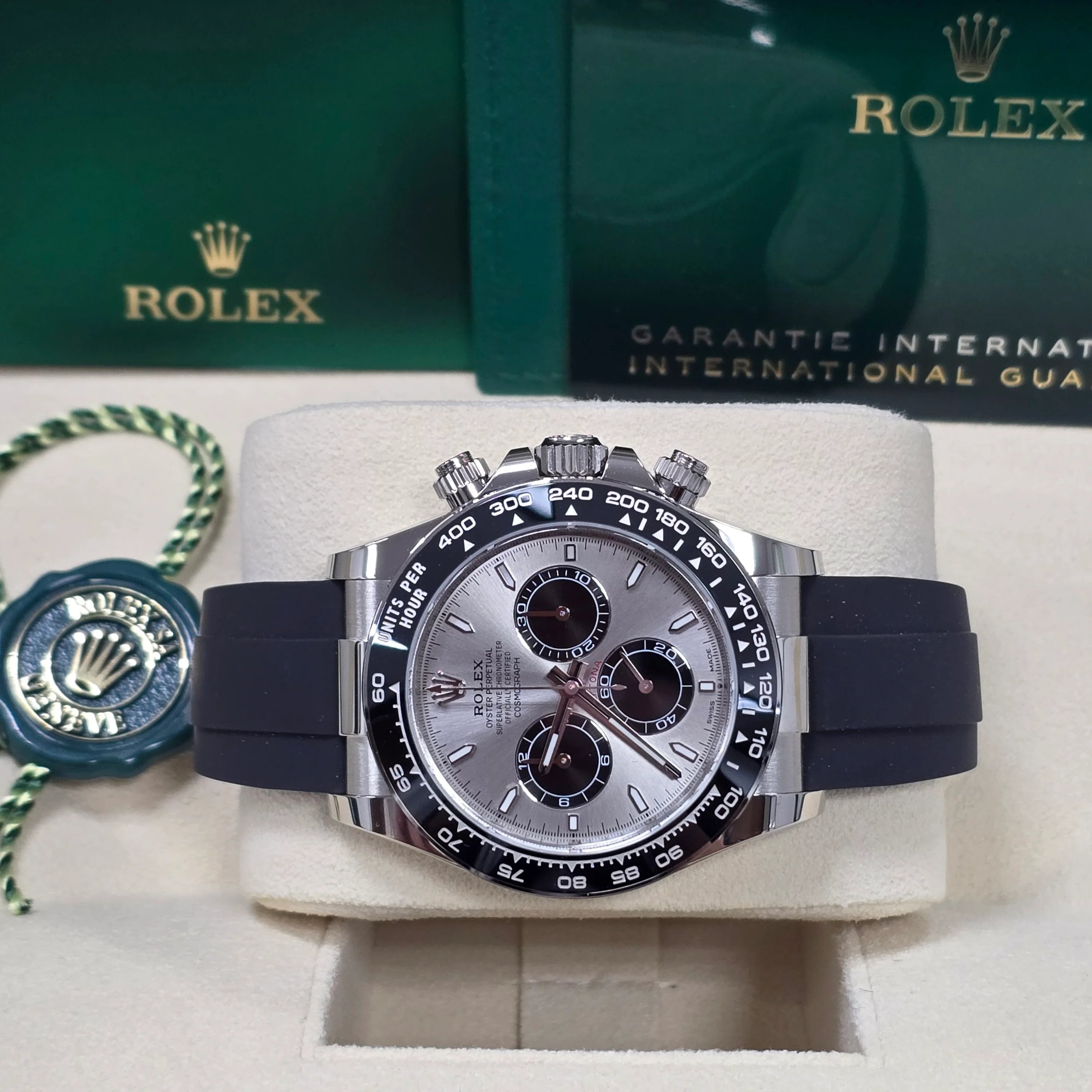 Rolex Cosmograph Daytona 40mm White Gold Grey "Ghost" Dial Oysterflex New 2025 - 126519LN