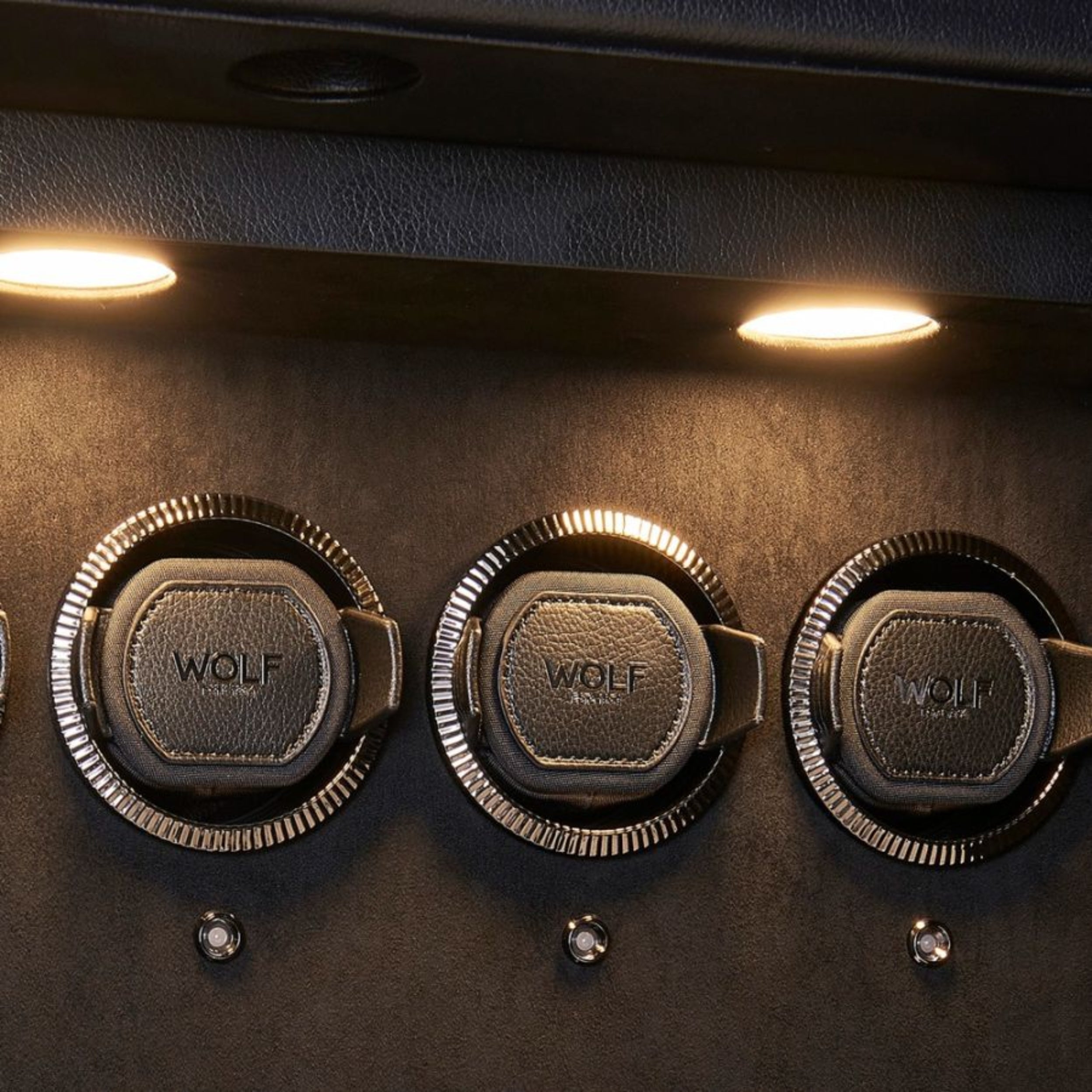 Wolf Athos Black Vegan Leather 12 Piece Watch Winder and Jewelry Safe 49001203