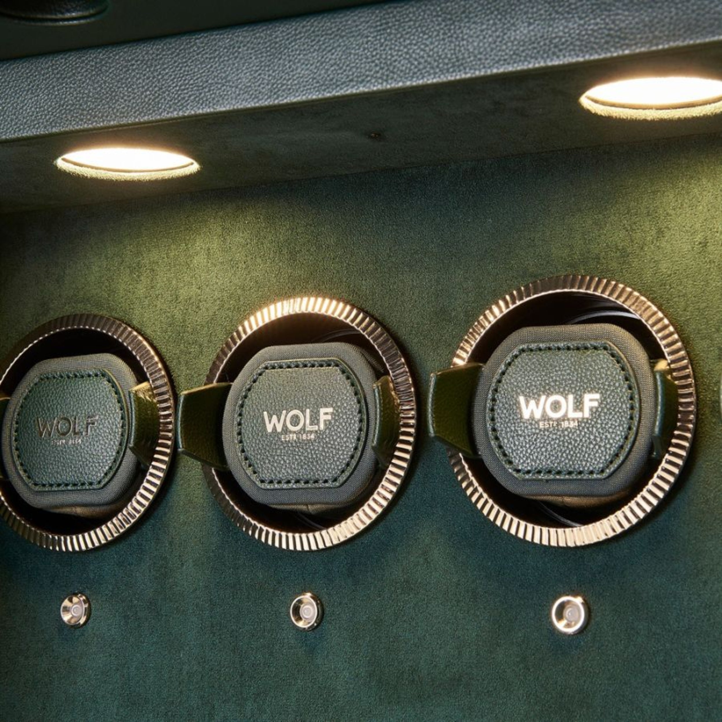 Wolf Athos Green Vegan Leather 20 Piece Watch Winder and Jewelry Safe 49002043