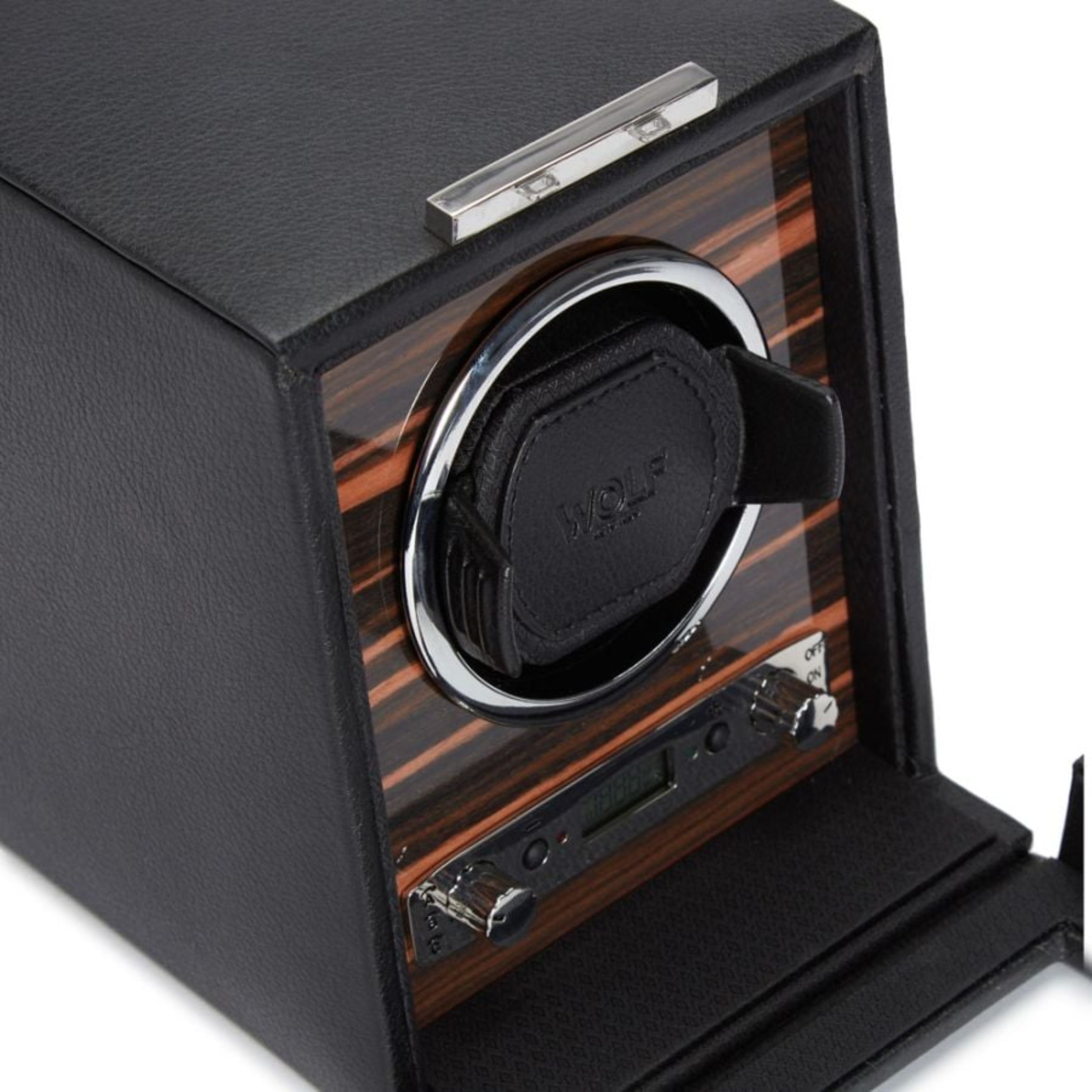 Wolf Roadster Single Ebony Macassar Polished Wood Watch Winder 457056