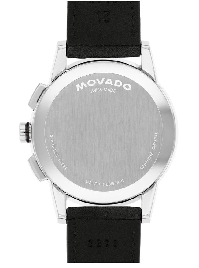 Movado Museum Sport Burgundy Chronograph Dial Leather Strap Men's Watch 0607897