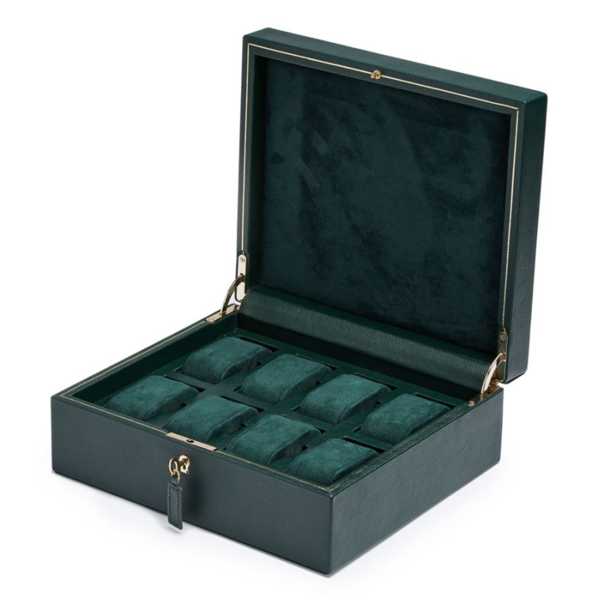 Wolf British Racing 8 Piece Green Vegan Leather Watch Box 792641