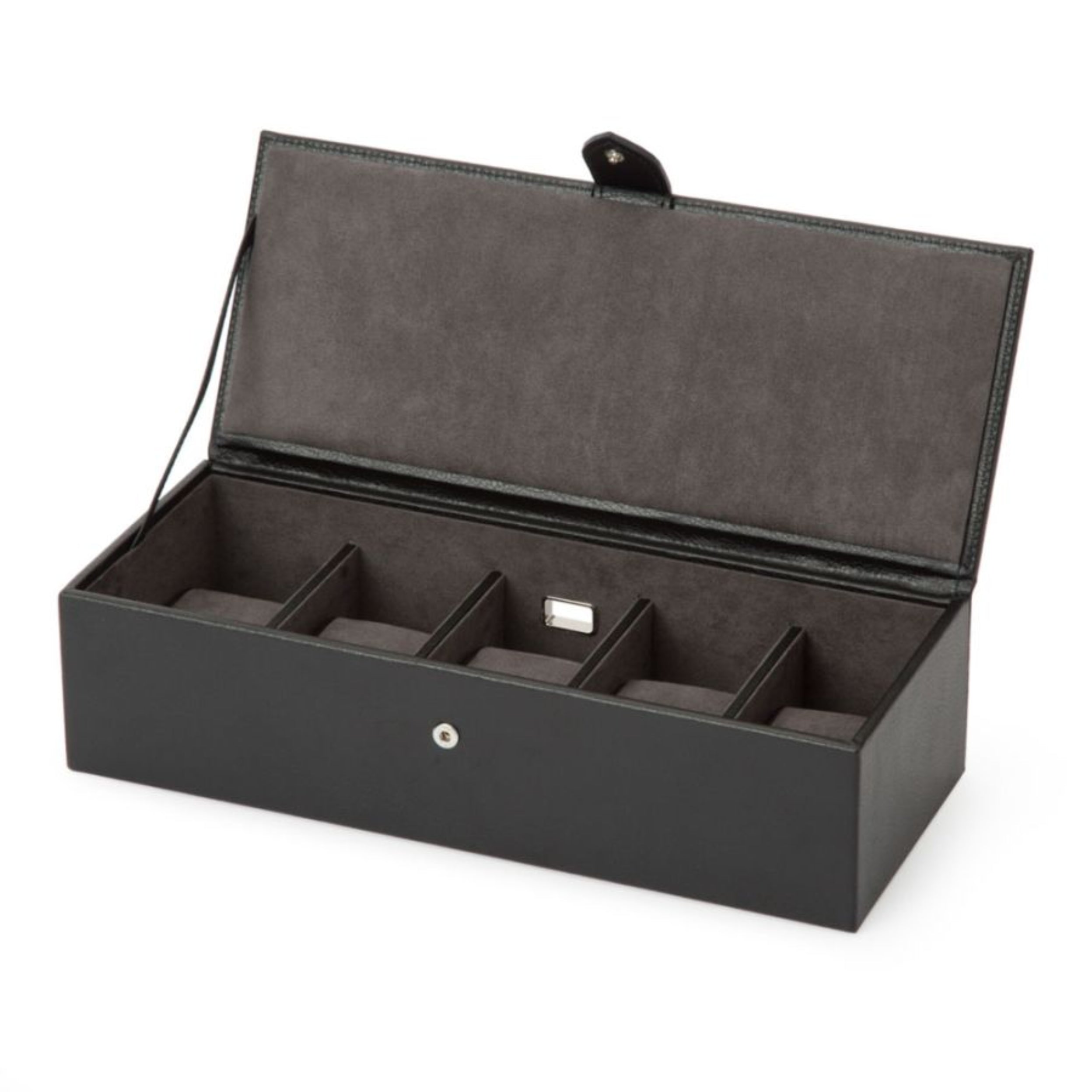 Wolf Blake 5 Piece Blake Black/Grey Leather Watch Box 305502