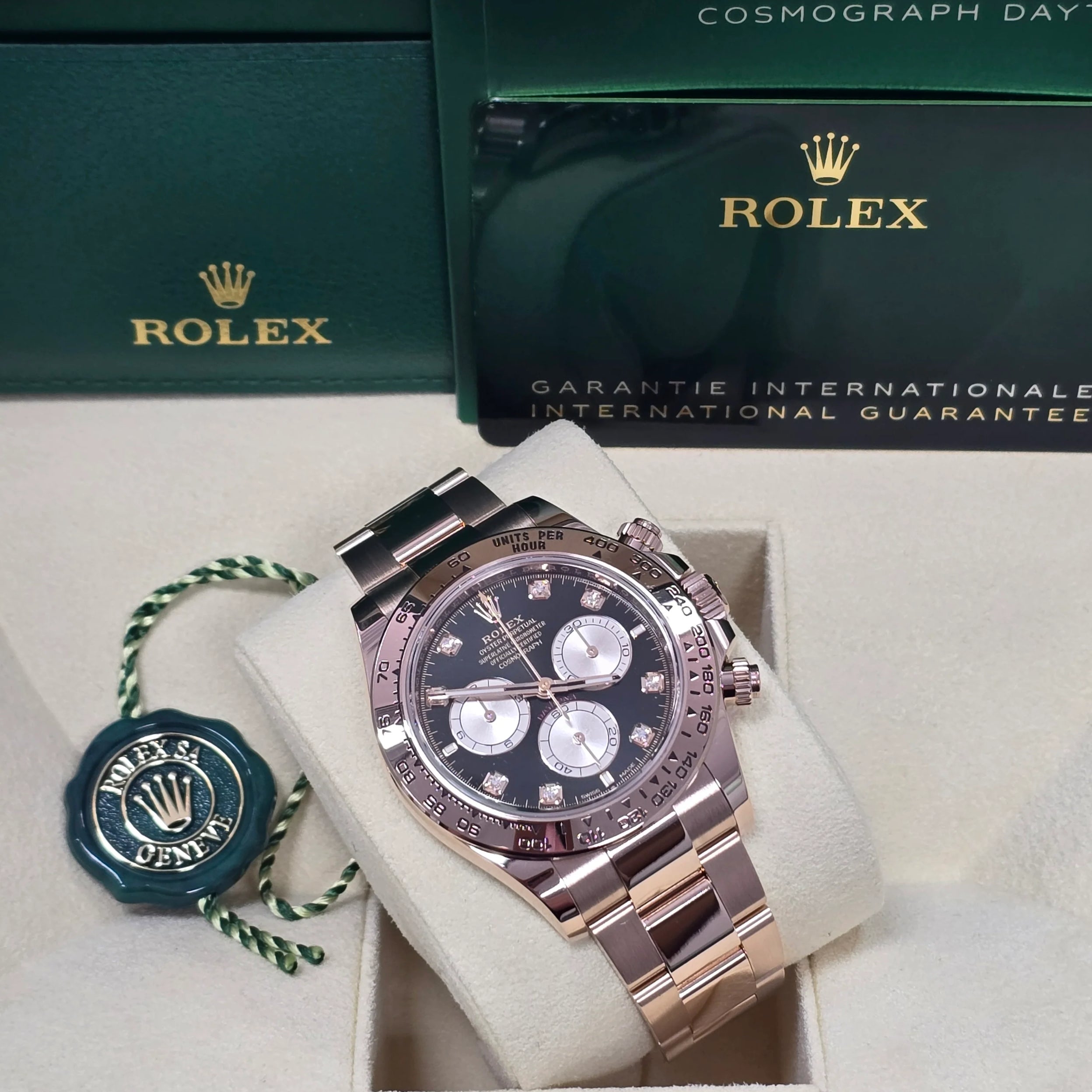 Rolex Cosmograph Daytona 40mm Everose Gold Black Diamond Dial New 2025 - 126505