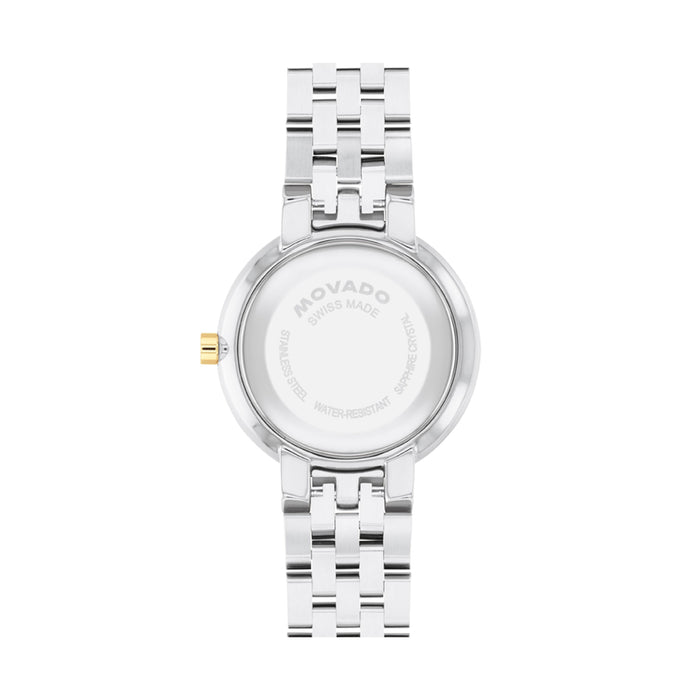 Movado Museum Classic Silver White Quartz Yellow Gold Women's Watch 0608067