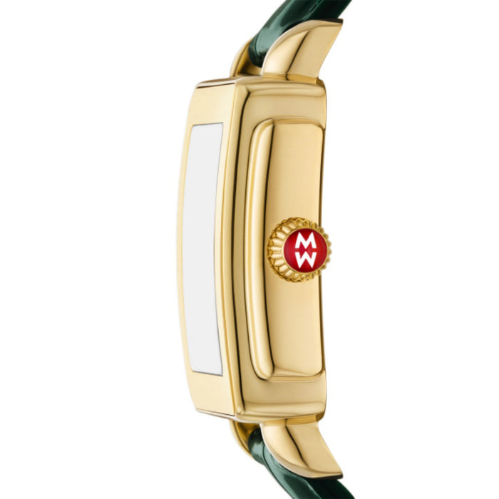 Michele Deco Sport Mid Gold-Plated Lush Green Leather Women's Watch MWW06H000002