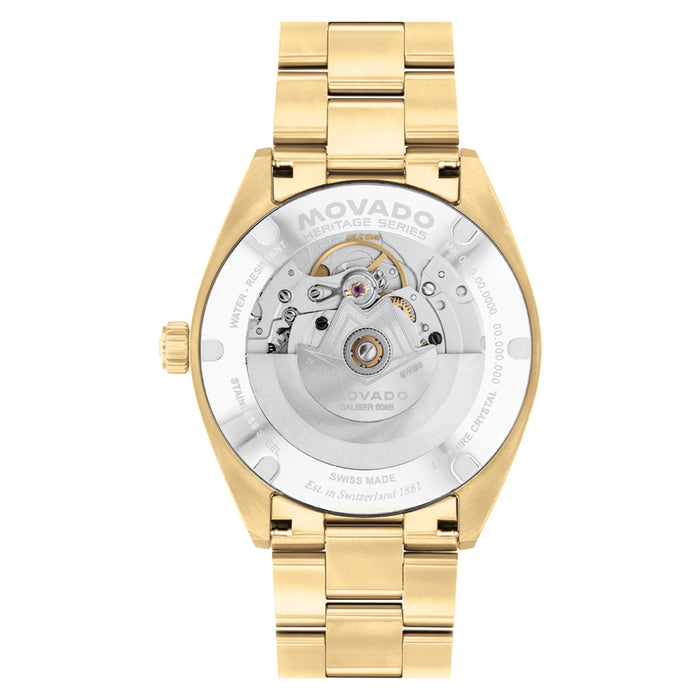 Movado Heritage Series Datron Automatic Vintage Navy Dial Gold Unisex's Watch 3650235