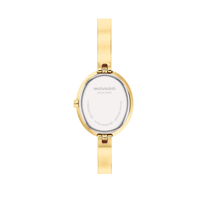 Movado Museum Bangle Silver White Dial Yellow Gold Stainless Steel Women's Watch 0608072