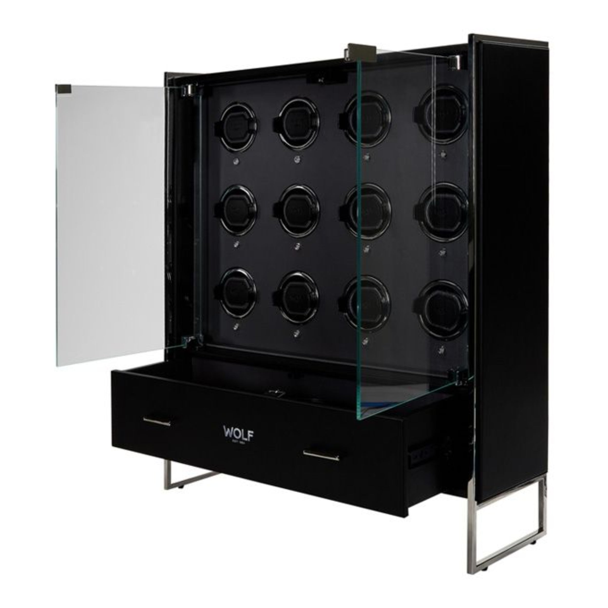 Wolf Classic Viceroy  Black 12 Piece Watch Winder Cabinet 466602